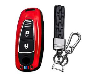 KUNIO Coque de Protection en métal pour e Voiture pour Suzuki Vitara Swift Ignis Kizashi SX4 Baleno Ertiga Samurai S-Cross Coque de Protection en métal pour e Voiture 2 Boutons A Rouge
