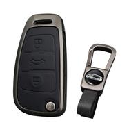 KUNIO Étui de clé adapté pour Audi A1 A3 8V A4 A6 Q2 Q3 TT TTS RS RS3 S3 Sline pliable protection clé en alliage de zinc porte-clés à 3 touches, B Noir, 3 Tasten