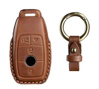 KUNIO Étui de e voiture en cuir pour Mercedes A B C E S G LC CLE GLB CLA W177 W247 B200 W205 S63 AMG A200 MS Étui de n cuir, 4 touches marron, 4 Tasten