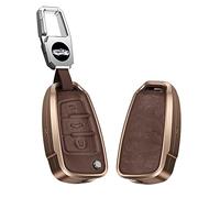 KUNIO Étui de clé Pliable pour Audi C5 C6 R8 A1 A3 A4 A5 A6 A7 Q3 Q5 Q7 S6 B6 B7 B8 8P 8V 8L Alliage d'aluminium Cuir Coque de Protection e Voiture 3 Boutons Marron