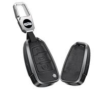KUNIO Étui de clé Pliable pour Audi C5 C6 R8 A1 A3 A4 A5 A6 A7 Q3 Q5 Q7 S6 B6 B7 B8 8P 8V 8L Alliage d'aluminium Cuir Coque de Protection e Voiture 3 Boutons Noir