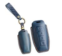 KUNIO Étui de protection en cuir pour clé de voiture BYD Atto 3 Qin Plusdmi Tang DM Han EV Dolphin Song PRO Qin Plus DM-i Protection faite à la main Porte-clés Keyless 4 boutons B Bleu