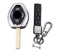 KUNIO Housse de clé pour BMW E38 E39 E46 E83 E53 E60 E63 E61 E64 E83 E85 E86 M5 325i X3 X5 Z3 Z4 3er 5er 7er Coque en métal pour clé Porte-clé Porte-clés Porte-clés Argent