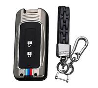 KUNIO Keyless Coque de clé Convient pour Mitsubishi Eclipse Cross Space Star Outlander PHEV Étui en métal Coque de clé 2 Boutons A Noir