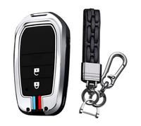 KUNIO Keyless Coque de onvient pour Toyota Yaris Cross Yaris Hybrid Rav4 Aygo GR Sport 2020 2021 2022 2023 Coque de Protection en métal Porte-clés 2 Boutons A Argent