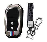 KUNIO Keyless Coque de onvient pour Toyota Yaris Cross Yaris Hybrid Rav4 Aygo GR Sport 2020 2021 2022 2023 Coque de Protection en métal Porte-clés 2 Boutons A Noir
