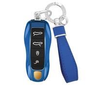 KUNIO Porte-clés compatible avec Porsche 911 958 981 991 718, Panamera Cayenne Macan, 3 4 boutons, ABS, accessoire bleu irisé