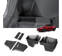 KUNIST Lot de 2 bacs de rangement arrière avec couvercles pour Tesla 2026 New Model Y Juniper 5 places, boîtes de rangement latérales en TPE, conteneurs de coffre arrière pour Tesla Model Y 2025-2026