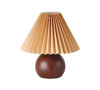 KUNJOULAM Petite lampe de table plissée, lampe de chevet moderne avec abat-jour café, jolie lampe pour chambre à coucher, salon, maison, bureau avec ampoule E12