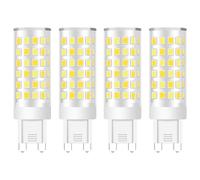 KUNKA Ampoule LED G9 5 W équivalente à 50 watts, ampoule halogène G9 de remplacement, petite ampoule pour lustre, culot T4 G9 bipolaire, 230 V, 500 lumens (Blanc Chaud 3000K, Lot de 4)
