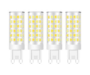 KUNKA Ampoule LED G9 5 W équivalente à 50 watts, ampoule halogène G9 de remplacement, petite ampoule pour lustre, culot T4 G9 bipolaire, 230 V, 500 lumens (Blanc Chaud 3000K, Lot de 4)