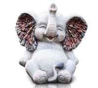 Kunkeinson Statue de Éléphant Grande en Résine, Décoration Extérieure Mignonne, 22 cm de Haut, Intérieur pour Entrée Étagère Bureau, Extérieur pour Jardin et Balcon