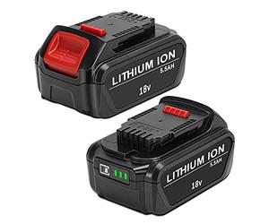 KUNLUN 2X DCB184 18V 5,5Ah Li-ION Batterie pour Dewalt 18V DCB184B-XJ DCB200 DCB180 DCB181 DCB182 DCB183 DCB185 DCB201 Compatible avec Les Outils dewalt 18V s'adapte au Chargeur Original dewalt