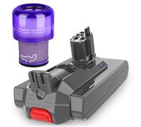 KUNLUN Batterie de Rechange pour Dyson V11 25,2V Batterie Lithium-ION Click-in pour Dyson V11 SV15 SV17 Absolute Total Clean Absolute Extra Animal Torque Drive, avec Élément Filtrant