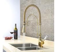 KunMai Kitchen Faucet with Pull Down Sprayer Gold Kitchen Sink Faucet Commercial High Arc Dual-Mode Kitchen Faucets