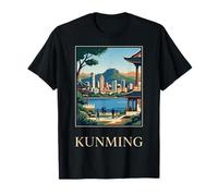 Kunming China Lake Mountain Skyline Paysage Design T-Shirt