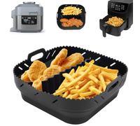 Kunoli Moule Silicone Air Fryer pour Ninja Speedi 5.7L, Plat Silicone Air Fryer, Moule Air Fryer Réutilisable Plat pour Air Fryer pour COSORI 5.5L/Instant Vortex 5.7L/Tefal air Fryer (Noir)