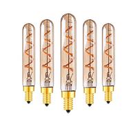 KUNOQXHA Bulbe tubulaire à LED T20, 15 Watts incandescent équivalent 3W Vintage flexible Sporal Filament à LED ampoule E14 Candelabre Base chaude jaune 2200k 150lm verre ambre 5 pack