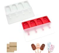 KunpengZen Lot de 2 Moules à Glace en Silicone - Popsicle Mold Réutilisable 4 Cavités, pour Crème Glacée Maison, Yaourt & Magnum Cake (100 Bâtonnets Bois Inclus)