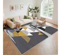 Kunsen Accessoire Chambre Facile d'entretien 120x160cm ， Gris Motif rayé Moderne Jaune pour Balcon extérieur dans Le Salon