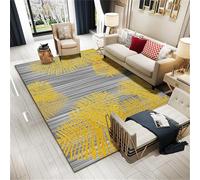 Kunsen Accessoires Cuisine Le Tapis du Salon Or et Gris Motif de Feuilles Facile à Entretenir est utilisé pour Couloir 120x180CM Ados