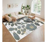 Kunsen Bureau Ado Tapis Non Déformé 120x200cm ， Gris Bleu Les Feuilles de Plantes Modernes sont utilisées dans Le Salon et Le Bureau