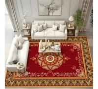 Kunsen Chambre A Coucher Adulte Deco Maison Orange-Rouge Un Motif Floral Moderne et Doux, Qui ne s'efface Pas, à Utiliser dans Le Salon ou Couloir 110x240CM Tapis Garage