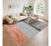 Kunsen Chambre Parentale Decoration Facile d'entretien 80x120cm ， Gris Motif à Carreaux Moderne pour Couloir de Salon