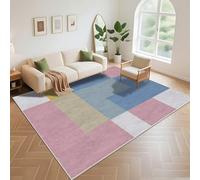 Kunsen Déco Chambre Ado Fille Tapis Non Déformé 140x200cm ， Rose Bleu Épissage Moderne pour Salon Chambre Fille