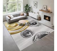 Kunsen Entretien Facile Tapis Moquette Salon 120X180Cm Gris Jaune, Poil Court Conception De Cercle Simple pour La Salle À Manger De La Chambre