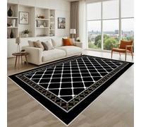 Kunsen Facile d'entretien Tapis Rectangle Noir 100X160Cm Poil Ras Les Rayures Modernes sont Utilisées dans Les Restaurants De Couloir