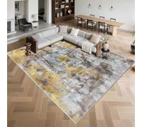 Kunsen Grand Tapis de Chambre Adulte Poil Ras 200x300cm,Abstrait Et Moderne,Lavable en Machine pour Salon,Chaise De Bureau,Home Jaune