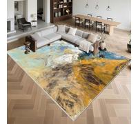 Kunsen Grand Tapis Design Salon Poil Ras 200x300cm,Abstrait Moderne,Lavable en Machine pour Chambre Fille,Chaise De Bureau,Home Bleu