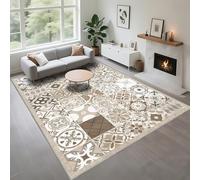 Kunsen Le Tapis du Salon Ne Blesse Pas Le Sol Brun Gris 140x180cm, Fleurs Vintage pour Salon Bureau