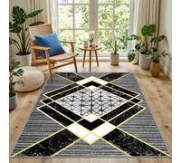 Kunsen Moelleux Vestiaire Tapis Gris Noir 60X120Cm Poil Ras Motif Géométrique pour Salon, Chambre À Coucher, Chambre d'enfant