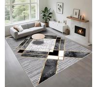 Kunsen Moquette Acoustique Anti Glisse Gris Noir 80x160cm, Rayures Modernes conçues pour Le Couloir de la Chambre à Coucher du Salon