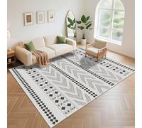 Kunsen Moquette Acoustique Facile À Nettoyer 120x170cm ， Gris Noir Géométrie Moderne pour Le Salon et la Chambre