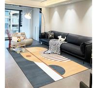 Kunsen Moquette Intérieure Salon 160x280cm Bleu Jaune,Grand Tapis Lavable Design Moderne et Minimaliste pour Exterieur Terrasse,Ados,Sejour