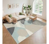 Kunsen Tapis Chambre Ado Fille Non Déformé 60x120cm ， Bleu-Gris Les Rayures Modernes sont utilisées dans Les Salons et Les dortoirs