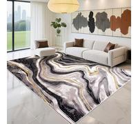 Kunsen Tapis Chambre Ado Non Déformé 140x200cm, Gris Motif de Rayures abstraites pour Le Bureau de Salon