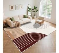 Kunsen Tapis Chambre Ado Non Slip 60x90cm , Gris Brun Rayures Modernes pour Salons, Chambres, Bureaux