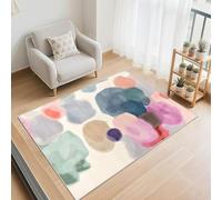 Kunsen Tapis De Chambre Ado Non Slip 70x140cm ， Beige Gris Vert Design Abstrait pour Salon Chambre à Coucher Chevet