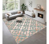 Kunsen Tapis De Sol Salon Lavable Bleu 50x80cm, Motif géométrique Vintage pour l'entrée du Couloir du Salon