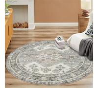 Kunsen Tapis Enfant Garcon Chambre 140x140cm Gris Un Motif Floral rétro Doux et antidérapant à Utiliser dans Le Salon ou au Bord du lit de Sol Resistant paillasson Extra Plat