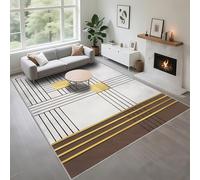 Kunsen Tapis Protection Sol Résistant Gris 100x160cm, Motif Moderne à Rayures pour Le Bureau du Salon