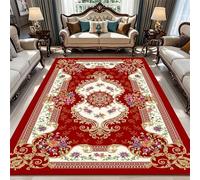 Kunsen Tapis Tout Doux Deco Cuisine Rouge Un Motif Floral rétro Qui ne s'efface Pas, utilisé dans Le Salon et la Chambre 160x280CM Moelleux