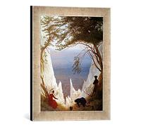 kunst für alle 'Encadré Image de Caspar David Friedrich Falaises de Craie sur l'île de Rügen, d'art dans Le Cadre de Haute qualité Photos Fait Main, 30 x 40 cm, Argent Raya