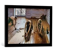 Kunst für Alle Image encadrée: Gustave Caillebotte Les Raboteurs de Parquet - impression d'art décorative, en cadre de haute qualité, 65x45 cm, Noir mate de soie