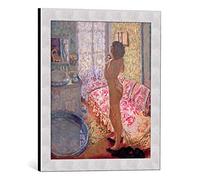 Kunst für Alle Image encadrée: Pierre Bonnard Le Cabinet de toilette au canapé rose Nu à contre-jour - impression d'art décorative, en cadre de haute qualité, 40x45 cm, Argent Brossé
