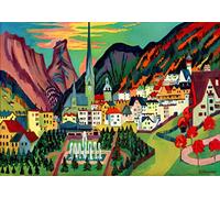 Kunst für Alle Reproduction/Poster: Ernst-Ludwig Kirchner Davos avec l église Davos en été - Affiche, Reproduction artistique de haute qualité, 55x40 cm